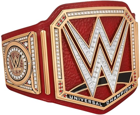 WWE WEAR Deluxe Universal Championship Title Belt Multi Colored (Red, Gold) 46 Inch Weightlifting Belt Zinc Alloy & Leather