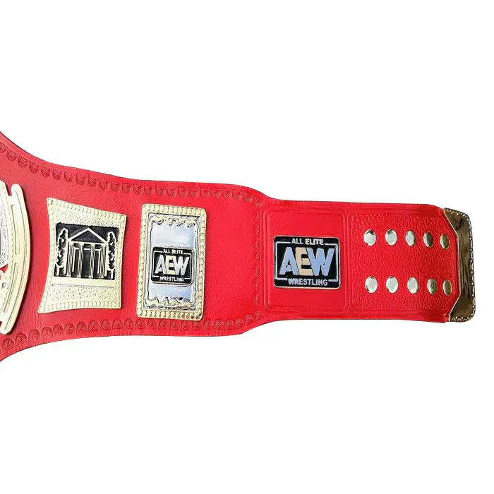AEW Championship TNT Wrestling Red Replica Title Brass and Zinc Belt