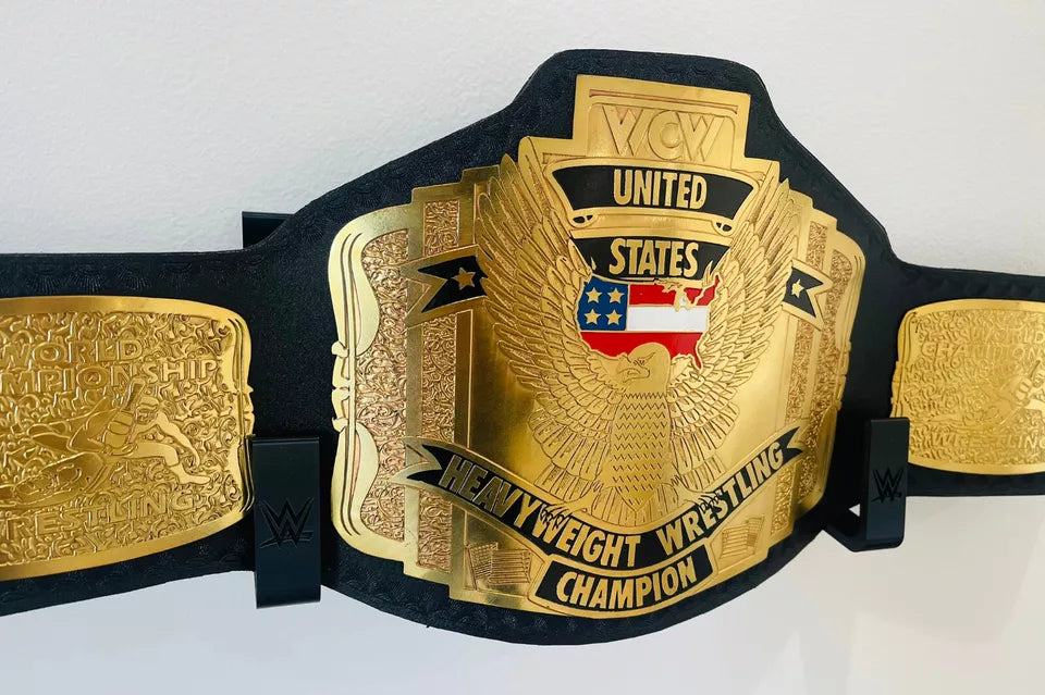 SET OF 2) Black WWE Championship Belt Wall Mount Brackets | Belt Display Hooks