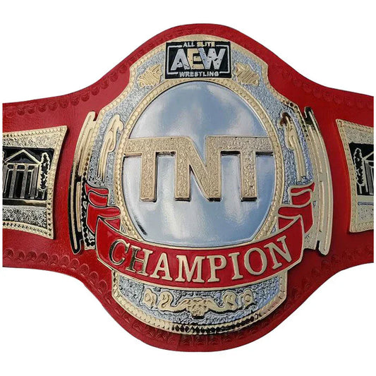 AEW Championship TNT Wrestling Red Replica Title Brass and Zinc Belt