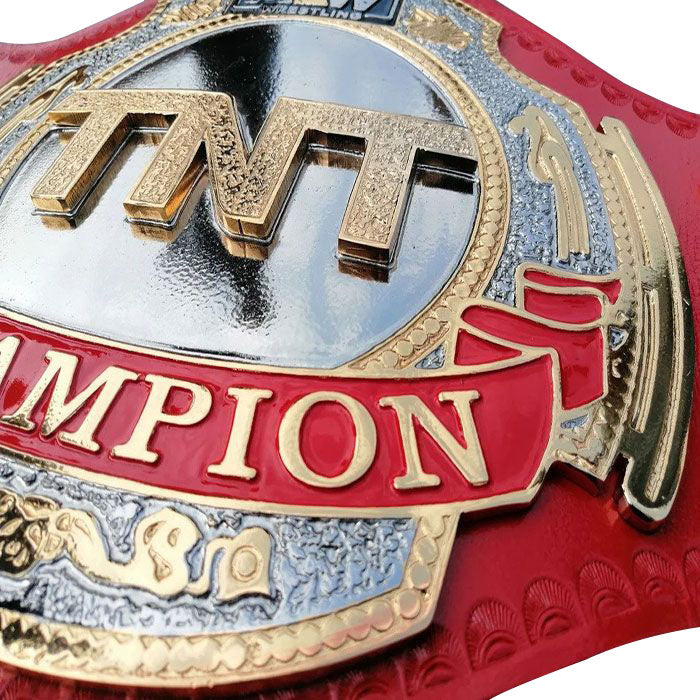 AEW Championship TNT Wrestling Red Replica Title Brass and Zinc Belt