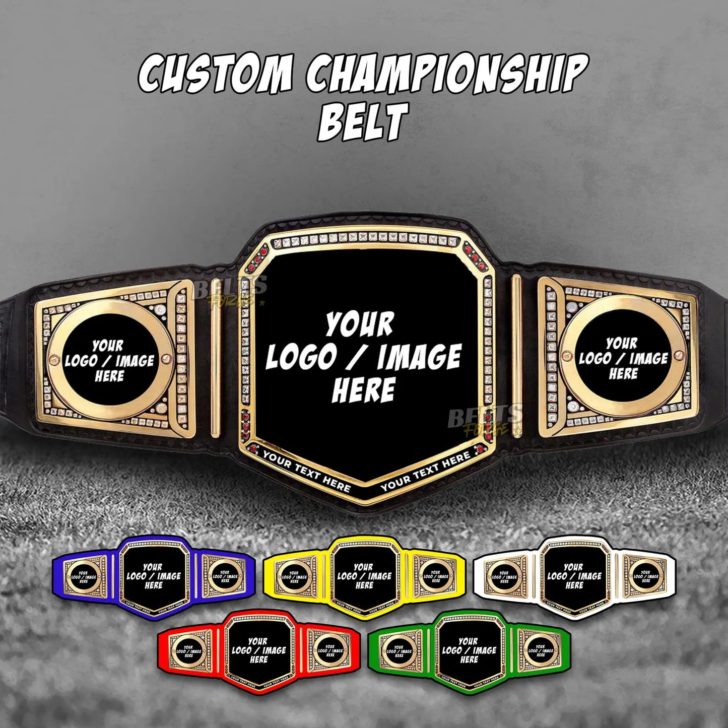 Custom Wrestling Heavyweight Championship Belt | Personalized Logo, Real Leather Strap