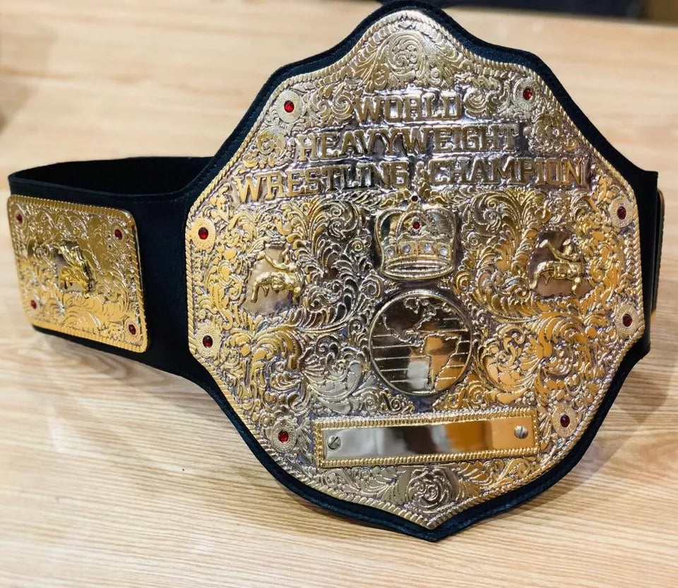 Dual BIG GOLD Wrestling World Heavyweight Championship Replica Tittle Belt 6MM