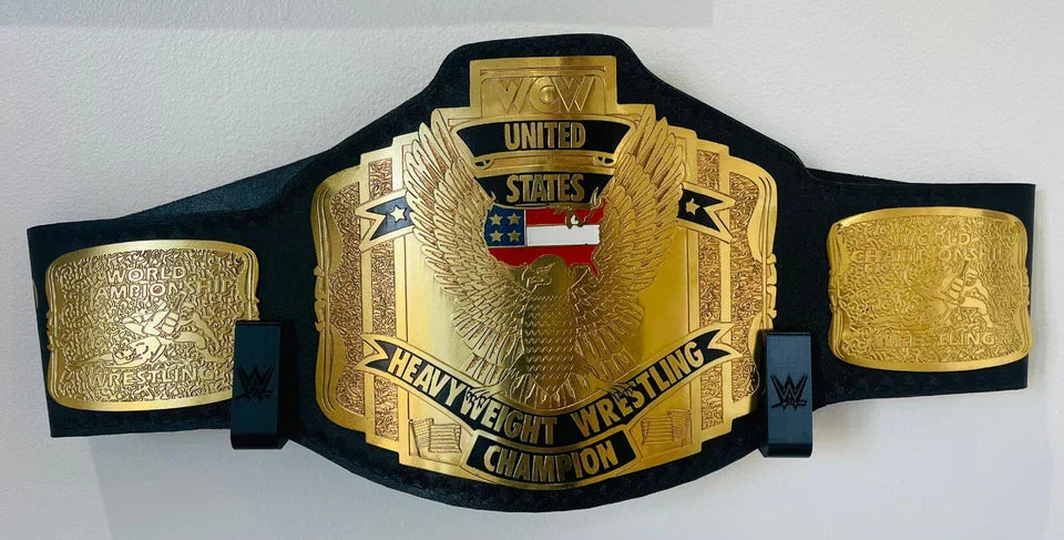 SET OF 2) Black WWE Championship Belt Wall Mount Brackets | Belt Display Hooks